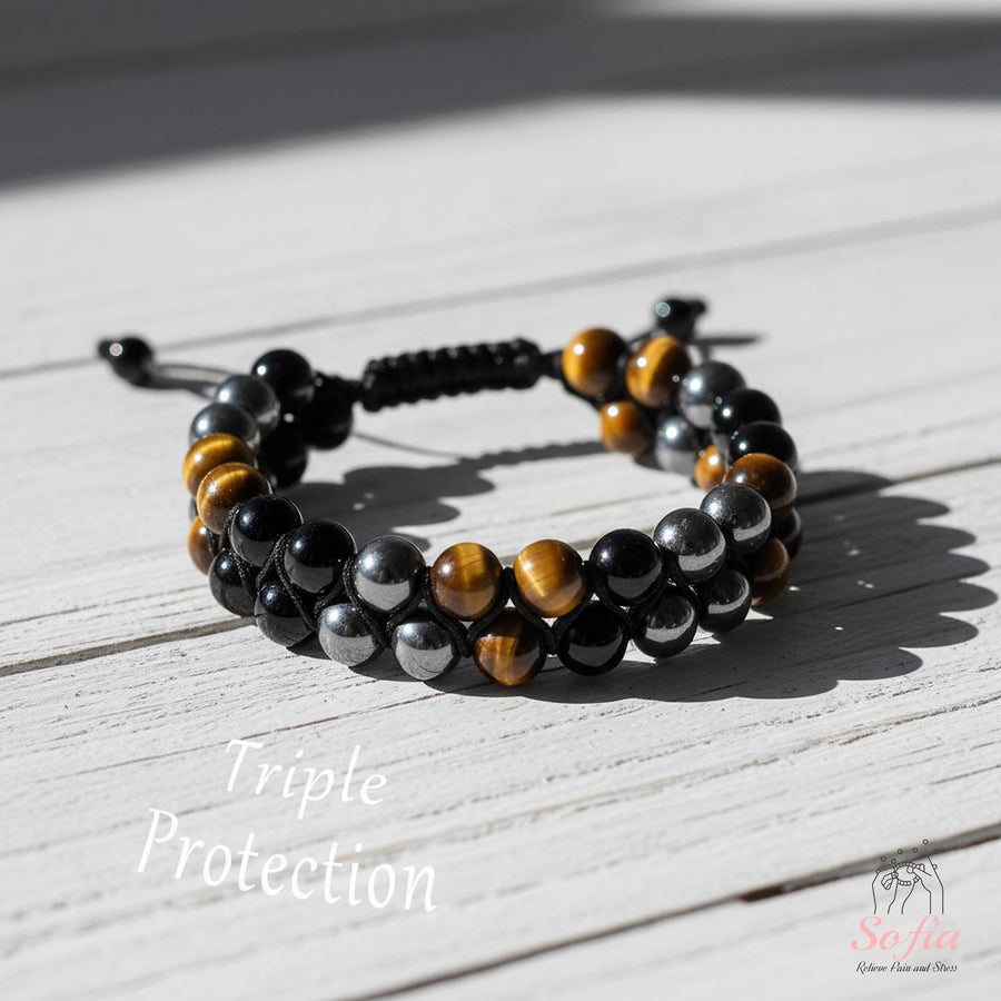Obsidian Bracelet | Triple Protection Jewelry â€?Gift for Her & Gift for Him - photo 1