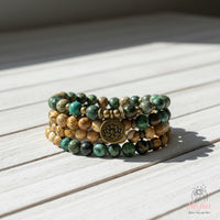 Picture Jasper & Turquoise Necklace | 108 Mala Beads Jewelry