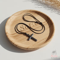 Hematite Cross Necklace |  Personalized Engraved Crucifix Pendant