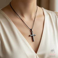 Hematite Cross Necklace |  Personalized Engraved Crucifix Pendant