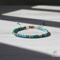 Turquoise Bracelet Rondelle Beads | Delicate Layering Gemstone Jewelry