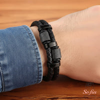 Men Leather Bracelet Titanium Steel | Protection Jewelry Magnetic