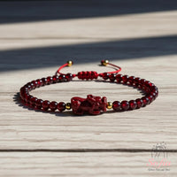 Garnet Bracelet Pixiu Charm | Delicate Layering Gemstone Jewelry