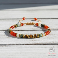 Carnelian & Tigers Eye Bracelet | Delicate Layering Gemstone Jewelry