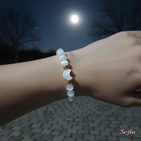 Selenite Moon Charm Bracelet | Crystal Jewelry