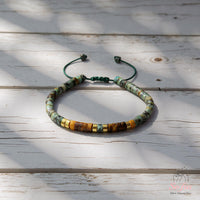 Turquoise Tigers Eye Bracelet | Layering Gemstone Heishi Beaded Bracelets