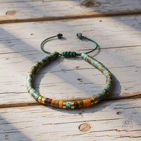 Turquoise Tigers Eye Bracelet | Layering Gemstone Heishi Beaded Bracelets