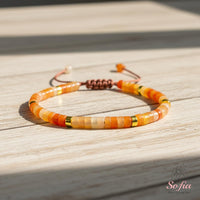 Carnelian Bracelet | Layering Gemstone Heishi Beaded Bracelets