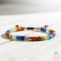 Seven Chakra Bracelet | Layering Gemstone Heishi Beaded Bracelets