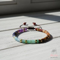 Rainbow Chakra Bracelet | Layering Gemstone Heishi Beaded Bracelets