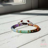 Rainbow Chakra Bracelet | Layering Gemstone Heishi Beaded Bracelets