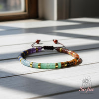 Rainbow Chakra Bracelet | Layering Gemstone Heishi Beaded Bracelets