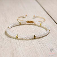 Clear Quartz Bracelet | Layering Gemstone Heishi Beaded Bracelets