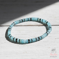 Aquamarine Stretchy Bracelet | Layering Gemstone Heishi Beaded Bracelets