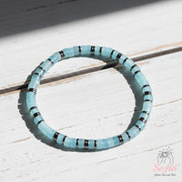 Aquamarine Stretchy Bracelet | Layering Gemstone Heishi Beaded Bracelets