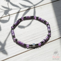 Amethyst Stretchy Bracelet | Layering Gemstone Heishi Beaded Bracelets