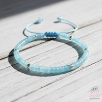 Aquamarine Bracelet | Layering Gemstone Heishi Beaded Bracelets