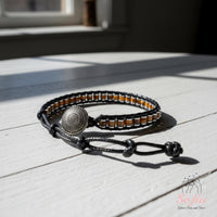 Tigers Eye Leather Bracelet | Beaded Crystal Jewelry