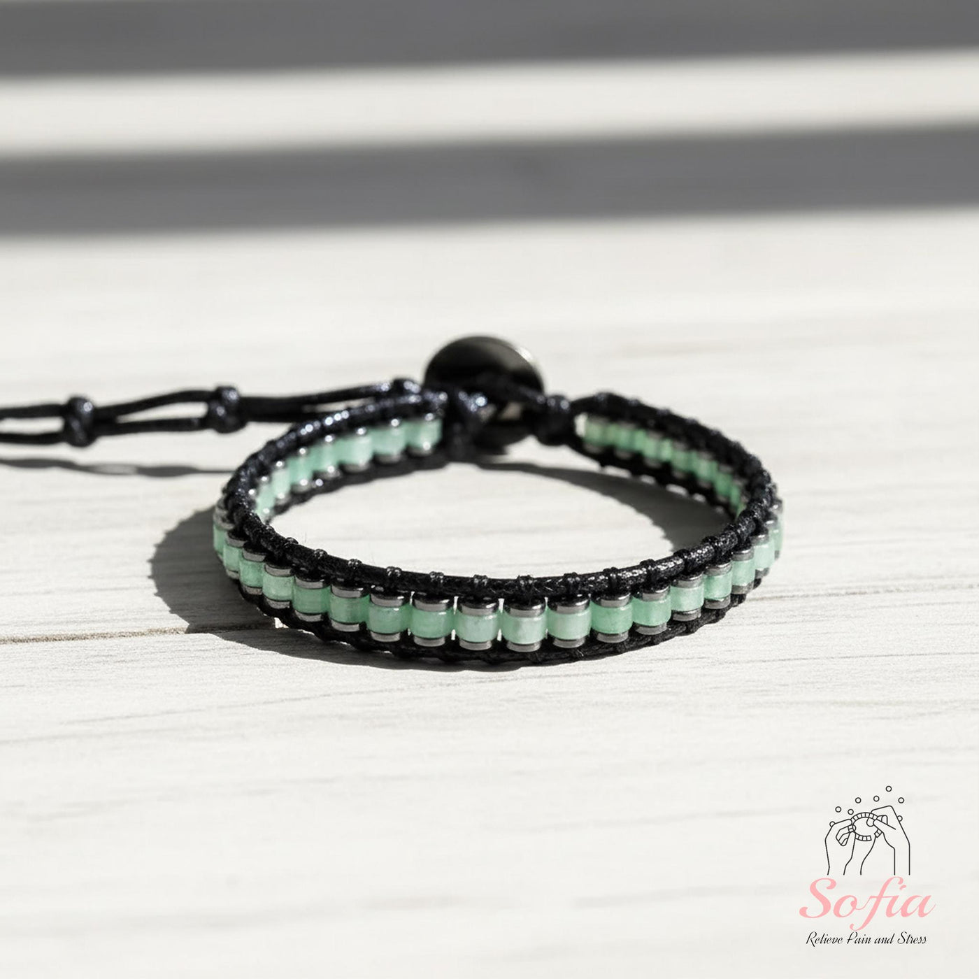 Green Aventurine Leather Bracelet | Beaded Crystal Jewelry