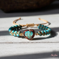 Turquoise Jasper Heart Bracelet | Layering Gemstone Jewelry