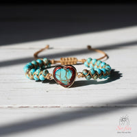 Turquoise Jasper Heart Bracelet | Layering Gemstone Jewelry