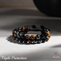 Triple Protection Bracelet Double Layer | Layering Gemstone Jewelry