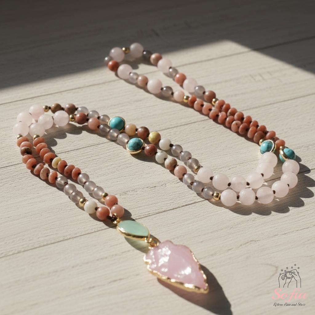 Amazonite & Rose Quartz Necklace | Crystal Jewelry