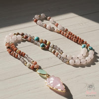 Amazonite & Rose Quartz Necklace | Crystal Jewelry