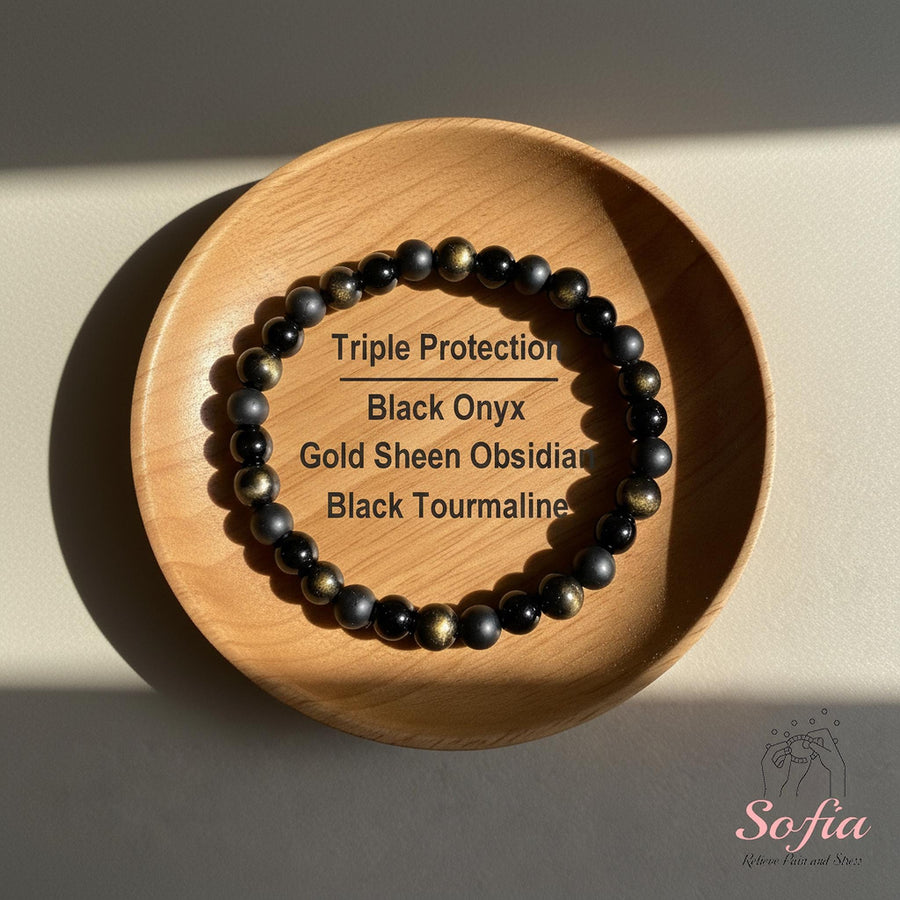 Obsidian Bracelet | Triple Protection Jewelry - photo 1