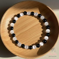 Selenite & Tourmaline Bracelet | Crystal Jewelry