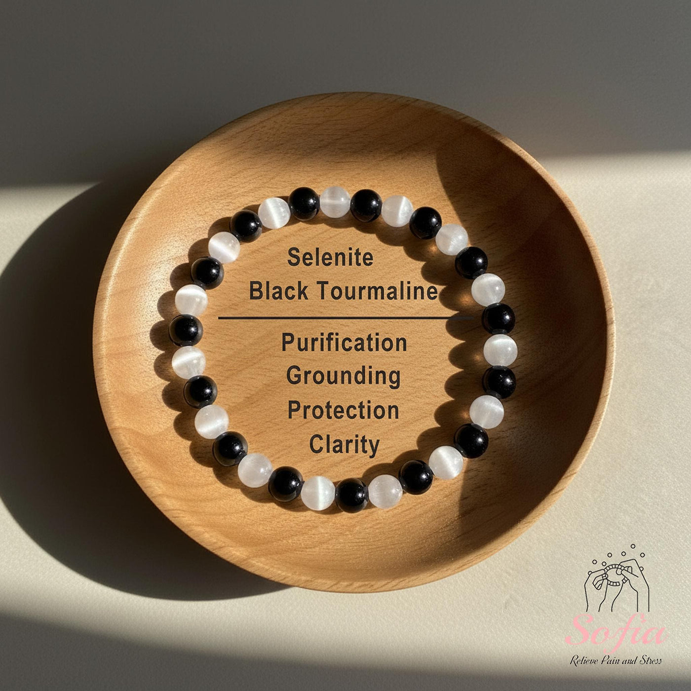 Selenite & Tourmaline Bracelet | Crystal Jewelry
