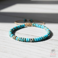 Turquoise Bracelet Rondelle Beads | Delicate Layering Gemstone Jewelry