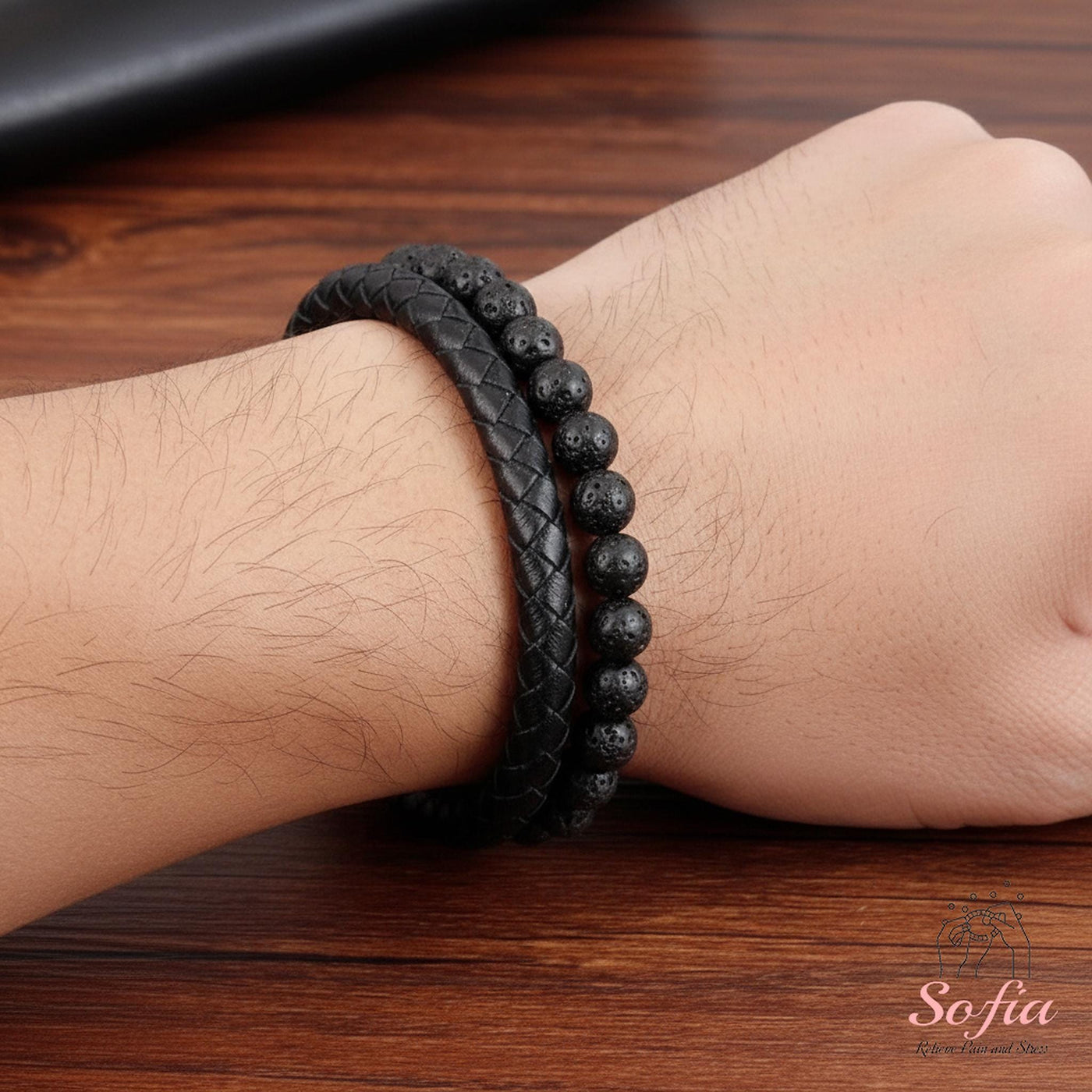 Lava Rock Leather Bracelet | Protection Jewelry Magnetic