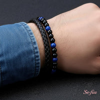 Lapis Lazuli Leather Bracelet | Protection Jewelry Magnetic