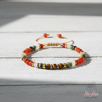 Carnelian & Tigers Eye Bracelet | Delicate Layering Gemstone Jewelry