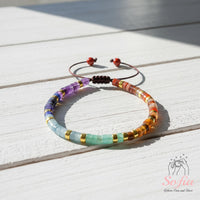 Rainbow Chakra Bracelet | Layering Gemstone Heishi Beaded Bracelets