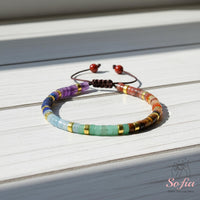 Rainbow Chakra Bracelet | Layering Gemstone Heishi Beaded Bracelets