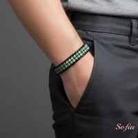 Green Aventurine Leather Bracelet | Custom Stone Type Available