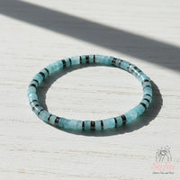Aquamarine Stretchy Bracelet | Layering Gemstone Heishi Beaded Bracelets