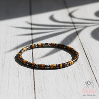Tigers Eye Stretchy Bracelet | Layering Gemstone Heishi Beaded Bracelets