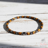 Tigers Eye Stretchy Bracelet | Layering Gemstone Heishi Beaded Bracelets