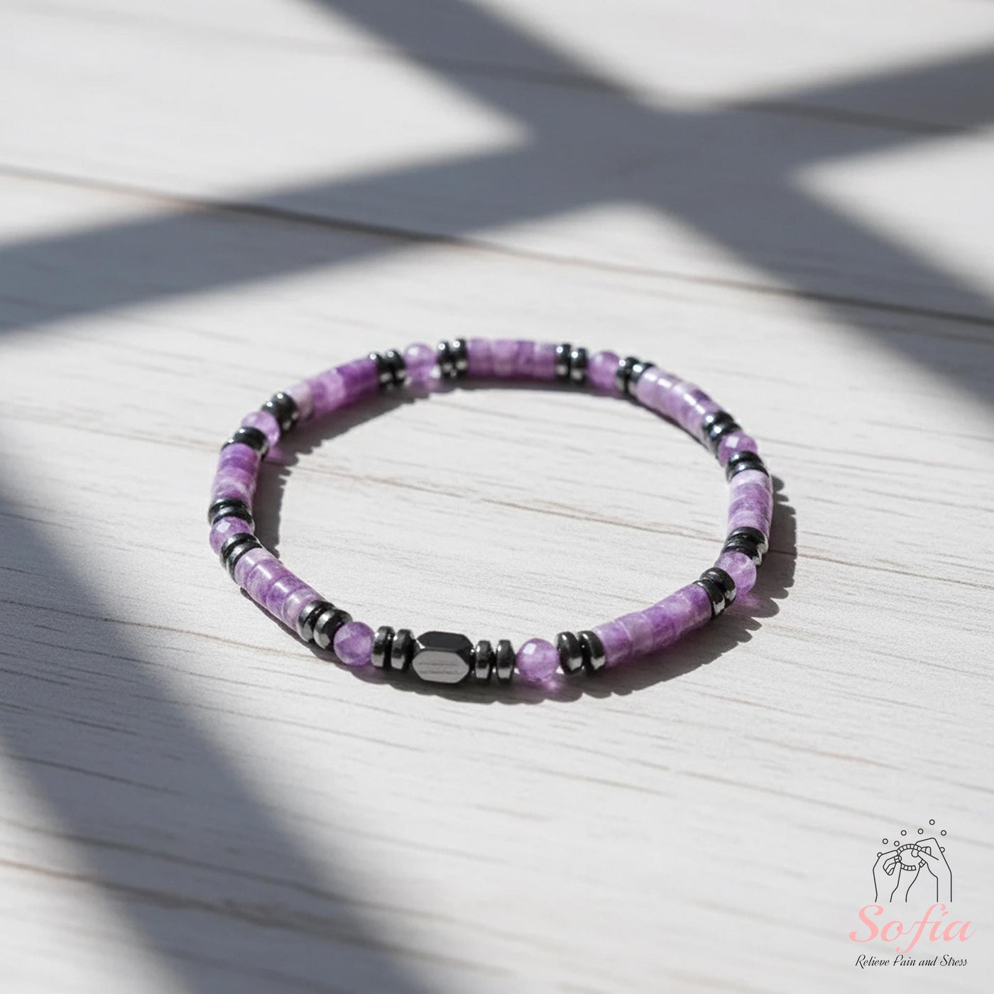 Amethyst Stretchy Bracelet | Layering Gemstone Heishi Beaded Bracelets