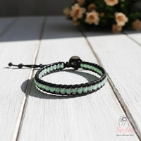 Green Aventurine Leather Bracelet | Beaded Crystal Jewelry