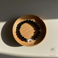 Obsidian Moon Charm Bracelet | Crystal Jewelry