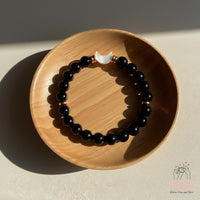 Obsidian Moon Charm Bracelet | Crystal Jewelry