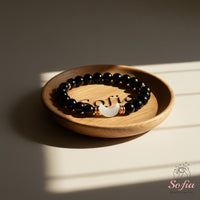 Obsidian Moon Charm Bracelet | Crystal Jewelry