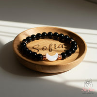 Obsidian Moon Charm Bracelet | Crystal Jewelry