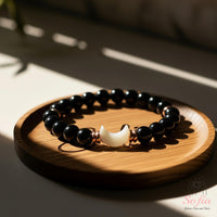 Obsidian Moon Charm Bracelet | Crystal Jewelry
