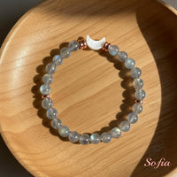 Labradorite Moon Charm Bracelet | Crystal Jewelry