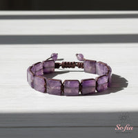Amethyst Bracelet Square Beads | Layering Gemstone Jewelry